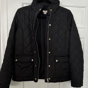 Navy Quilted Jacket with gold detail